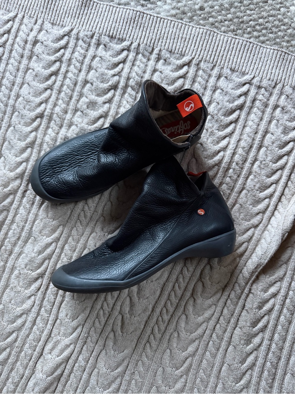 Softino by Fly London Black Leather Ankle Booties